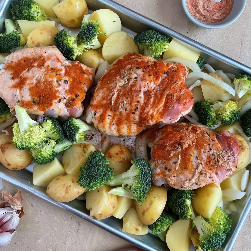 sheet pan parmesan garlic chicken thighs