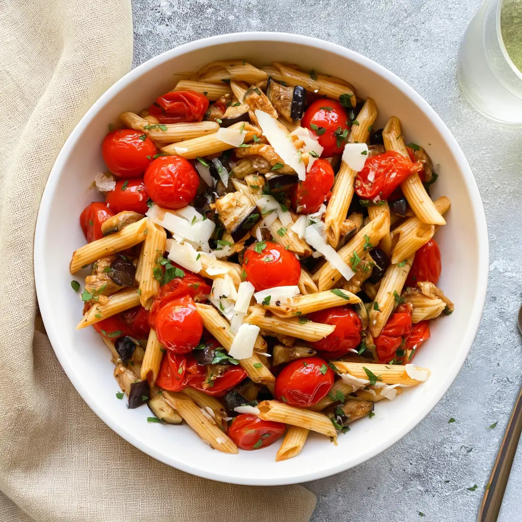 cherry tomato eggplant pasta