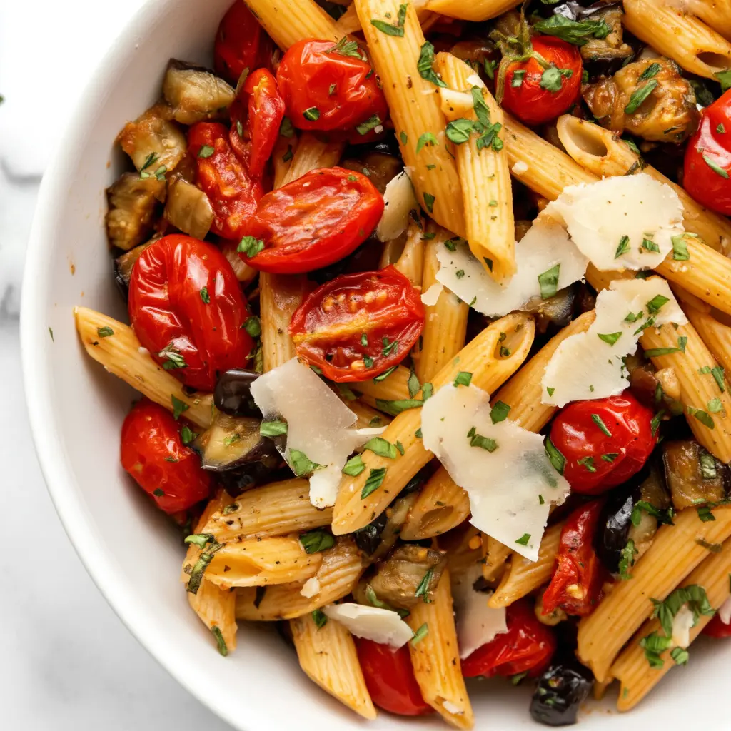 cherry tomato eggplant pasta